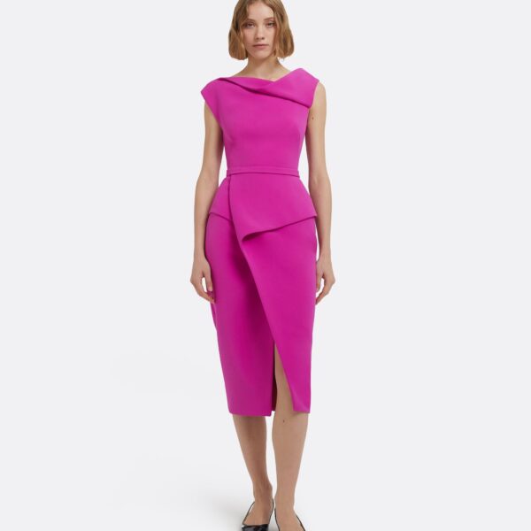 Yarrah Midi Dress In Pompeii by Safiyaa ‚Äì luxury dresses in Pink available at Luxury Shoes 