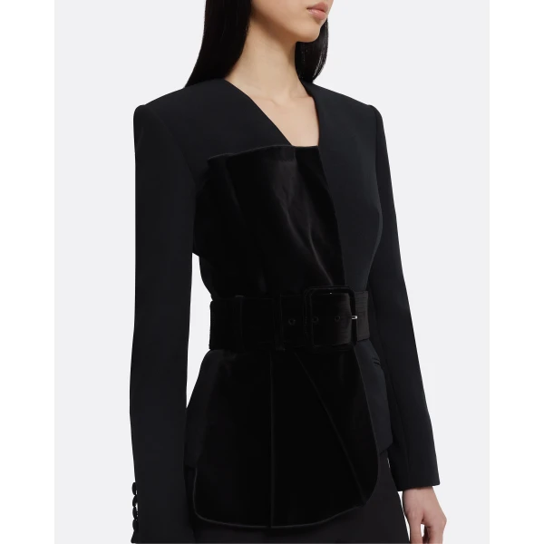 Yukari Jacket In Black by Safiyaa ‚Äì luxury jackets in Black available at Luxury Shoes 