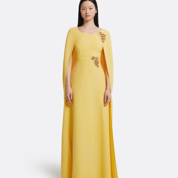 Yuna Long Dress In Aspen Gold With Gold by Safiyaa ‚Äì luxury dresses in Gold available at Luxury Shoes 