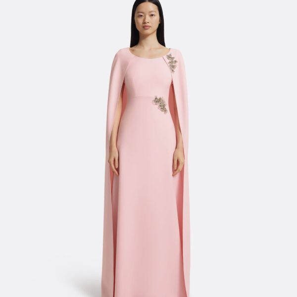 Yuna Long Dress In Lychee With Silver by Safiyaa ‚Äì luxury dresses in Pink available at Luxury Shoes 