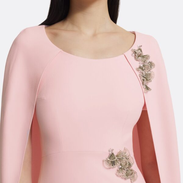Yuna Long Dress In Lychee With Silver by Safiyaa ‚Äì luxury dresses in Pink available at Luxury Shoes 