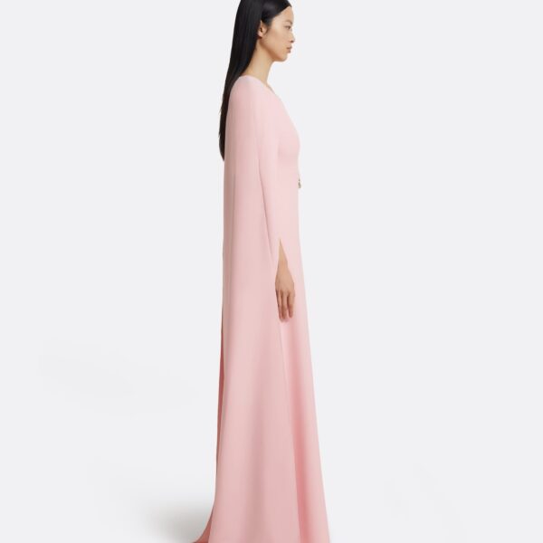 Yuna Long Dress In Lychee With Silver by Safiyaa ‚Äì luxury dresses in Pink available at Luxury Shoes 