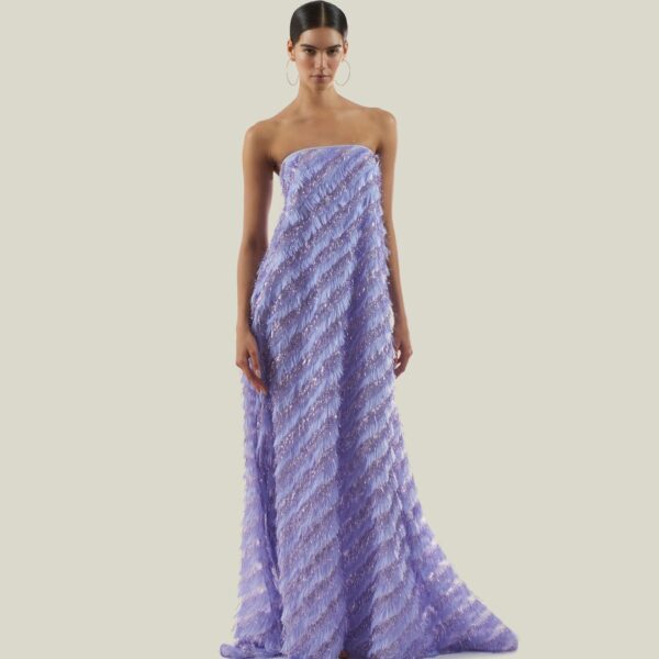 Luxury Taller Marmo dress in satin with feather trim – shop Luxury Shoes 