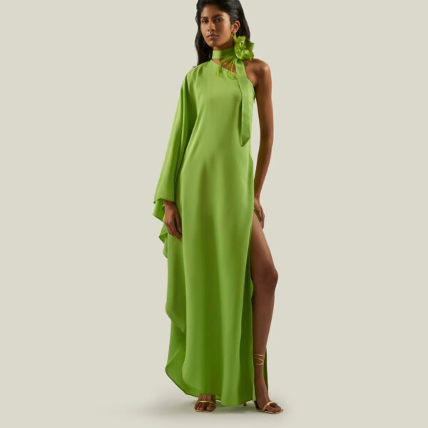 Luxury Taller Marmo dress in satin with feather trim – shop Luxury Shoes 