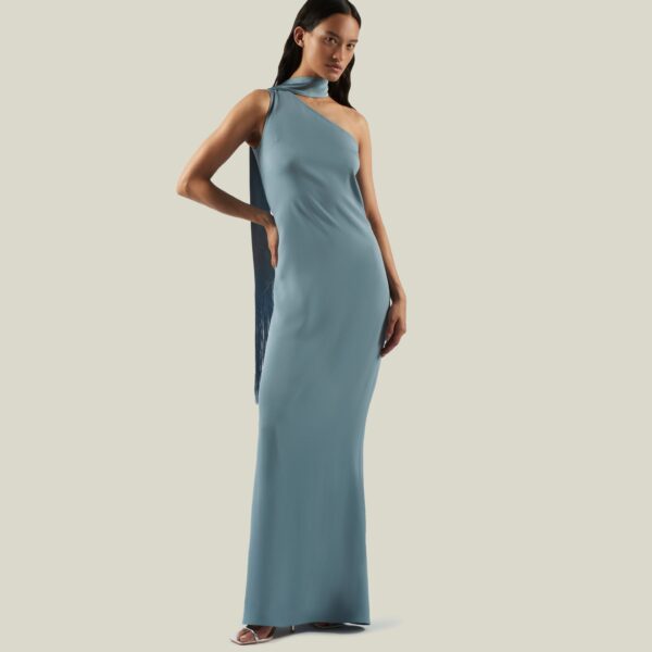 Luxury Taller Marmo dress in satin with feather trim – shop Luxury Shoes 