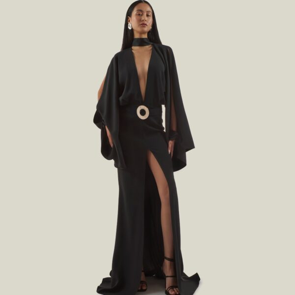 Luxury Taller Marmo dress in satin with feather trim – shop Luxury Shoes 