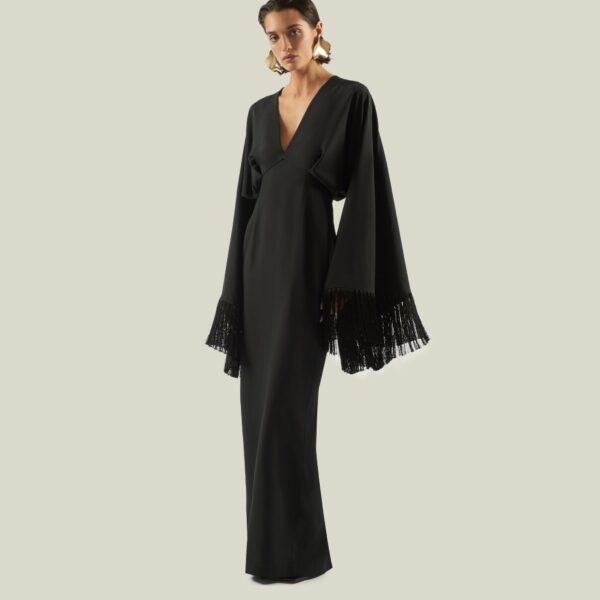 Luxury Taller Marmo dress in satin with feather trim – shop Luxury Shoes 
