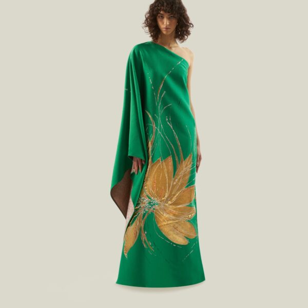 Luxury Taller Marmo dress in satin with feather trim – shop Luxury Shoes 