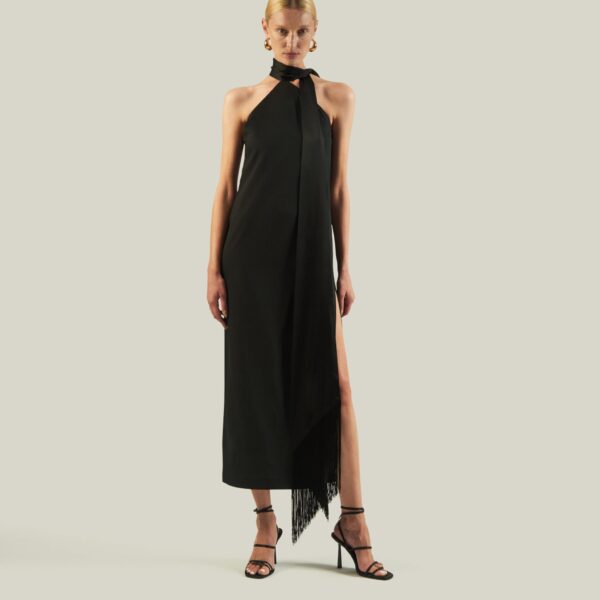 Luxury Taller Marmo dress in satin with feather trim – shop Luxury Shoes 