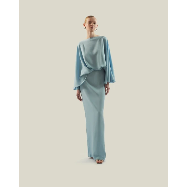 Luxury Taller Marmo dress in satin with feather trim – shop Luxury Shoes 
