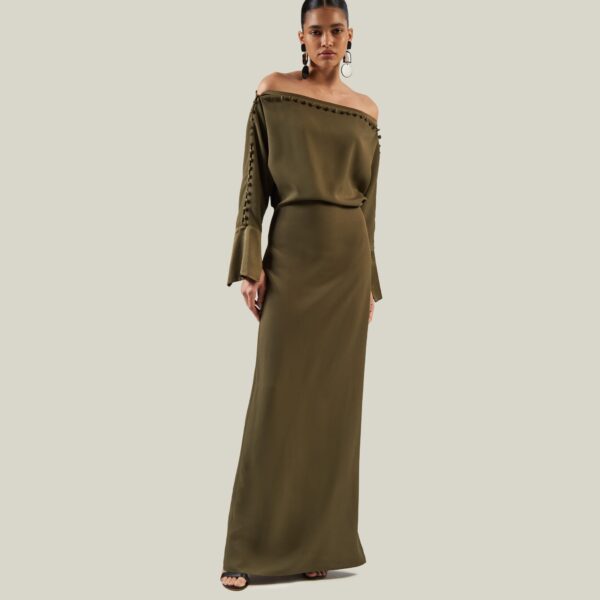 Luxury Taller Marmo dress in satin with feather trim – shop Luxury Shoes 