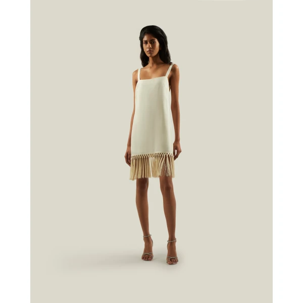 Luxury Taller Marmo dress in satin with feather trim – shop Luxury Shoes 