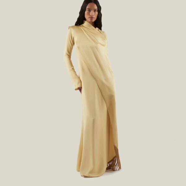 Luxury Taller Marmo dress in satin with feather trim – shop Luxury Shoes 