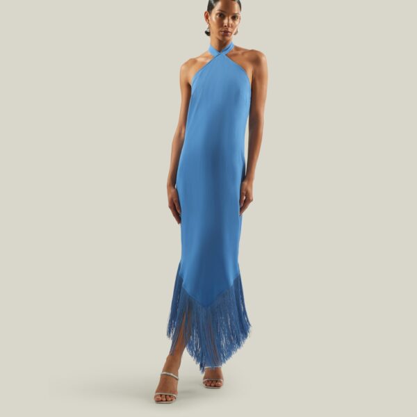 Luxury Taller Marmo dress in satin with feather trim – shop Luxury Shoes 