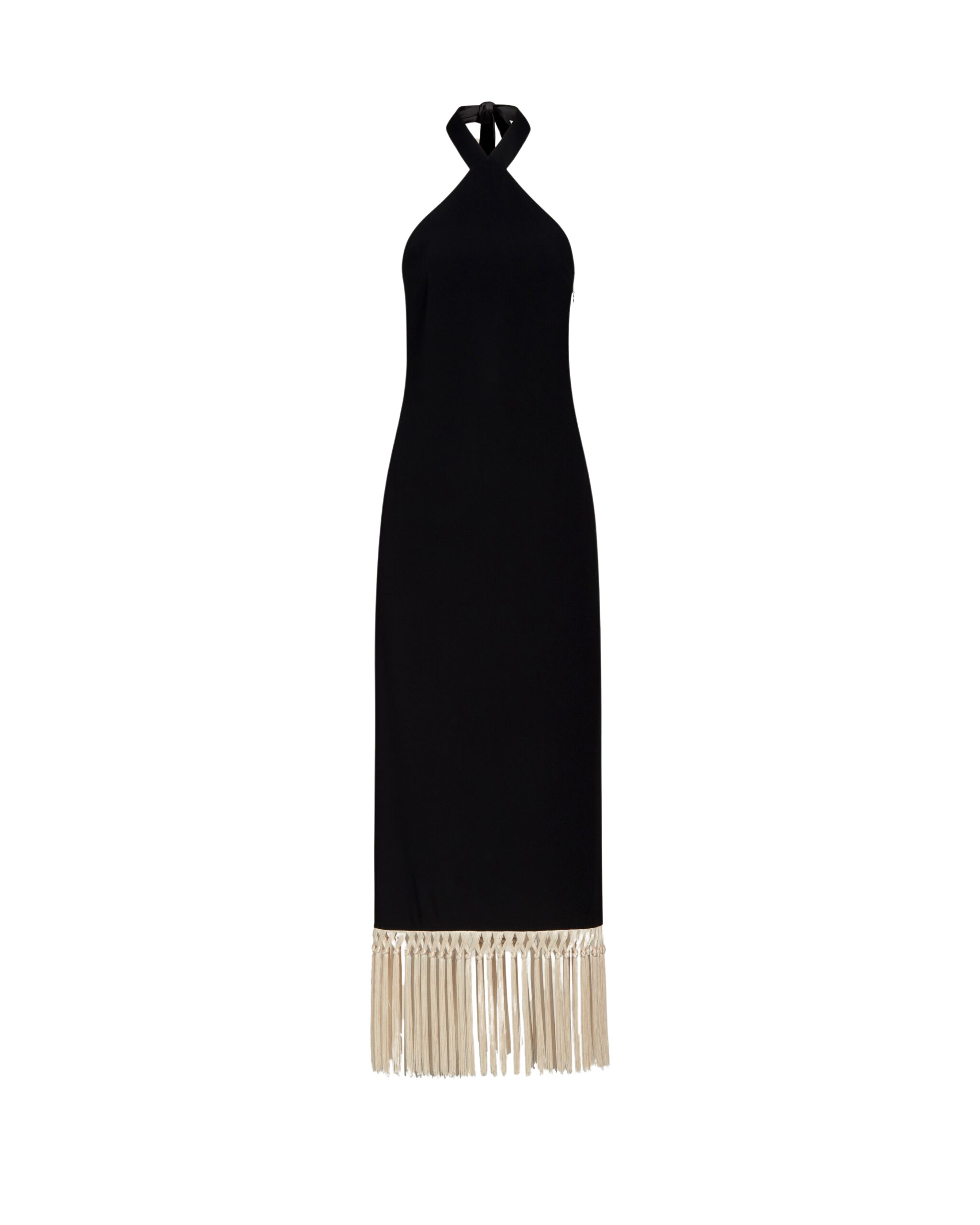 Taller Marmo Nina Hand-Tied Fringes Dress In Black