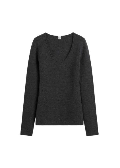 Toteme-Compact-knit-top-charcoal28195_nobg Toteme sweater luxury Clothing from Luxury Handbags Marketplace