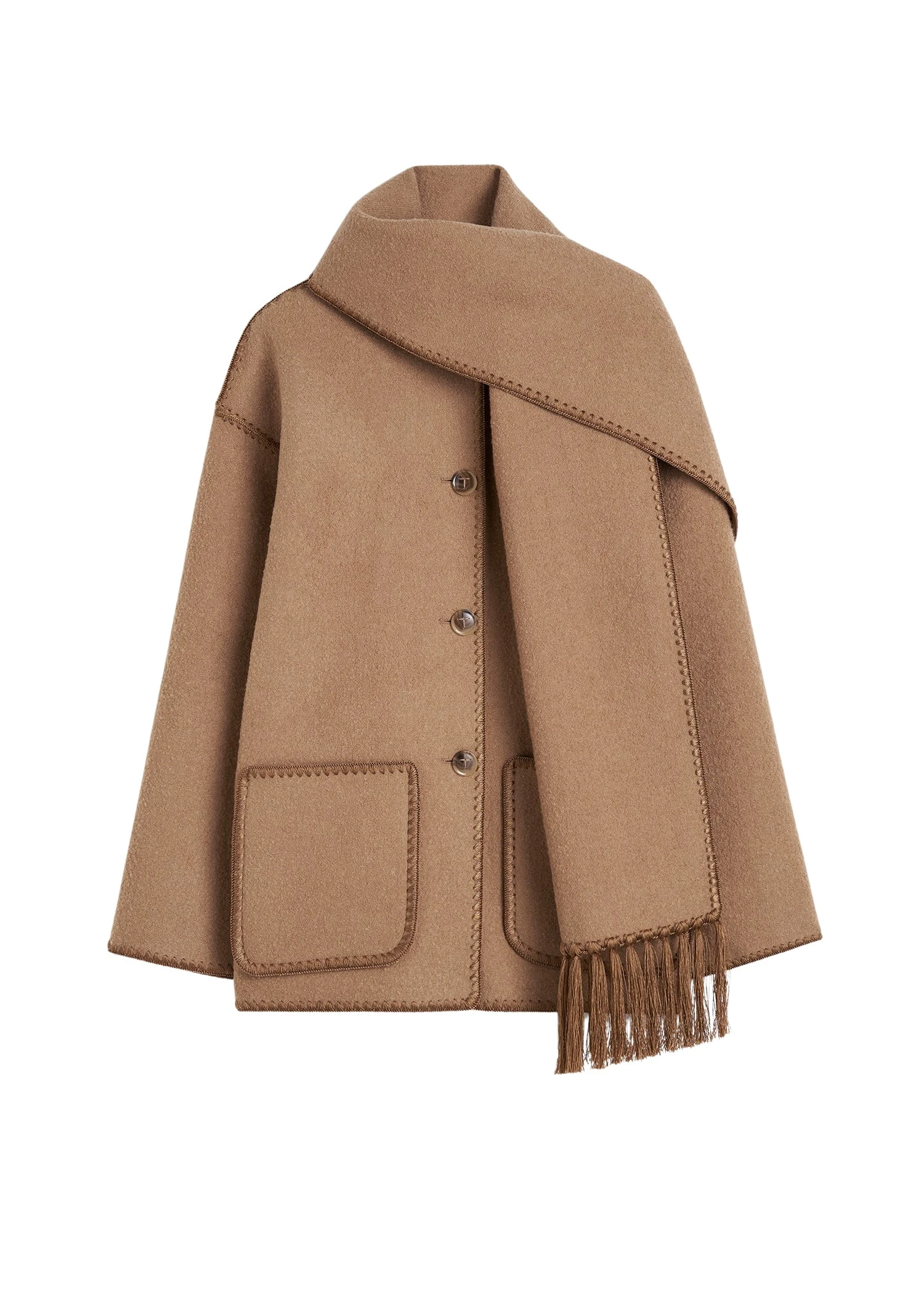 Toteme-Embroidered-scarf-jacket-camel79137_nobg Toteme Jacket luxury Clothing from Luxury Handbags Marketplace