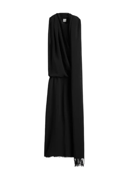 Toteme-Fringed-scarf-dress-black37640_nobg Toteme Dress luxury Clothing from Luxury Handbags Marketplace