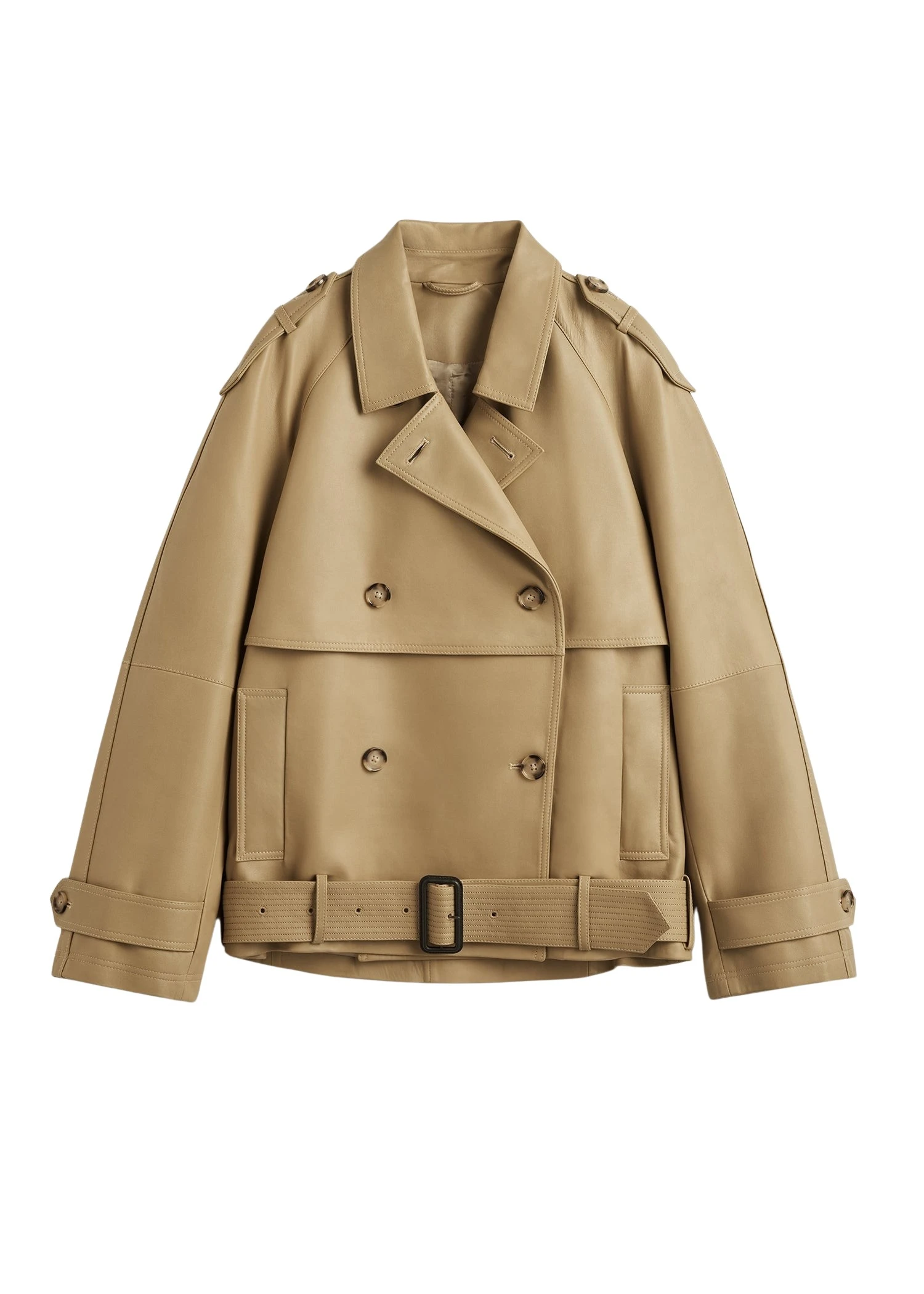 Toteme-Short-leather-trench-desert82497_nobg Toteme trench coat luxury Clothing from Luxury Handbags Marketplace