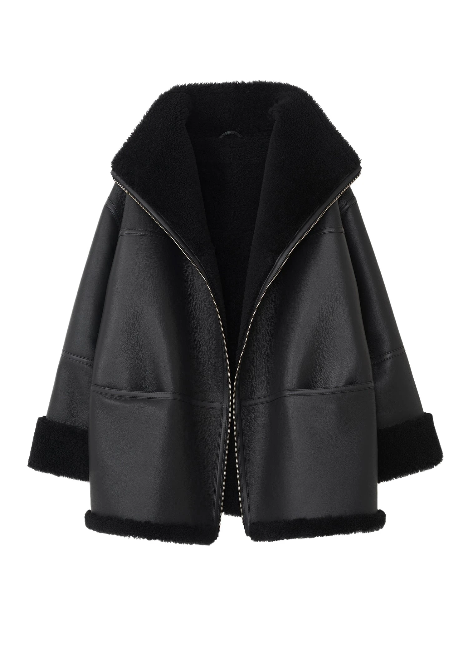 Toteme-Signature-shearling-jacket-black37891_nobg Toteme Jacket luxury Clothing from Luxury Handbags Marketplace