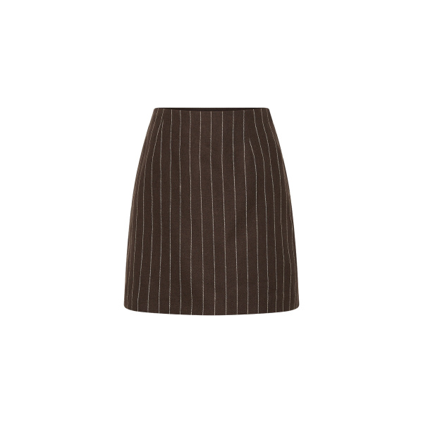 Alice Skirt - Chocolate Cream Pinstripe by Posse the Label ‚Äì luxury skirts in Brown available at Luxury Shoes 