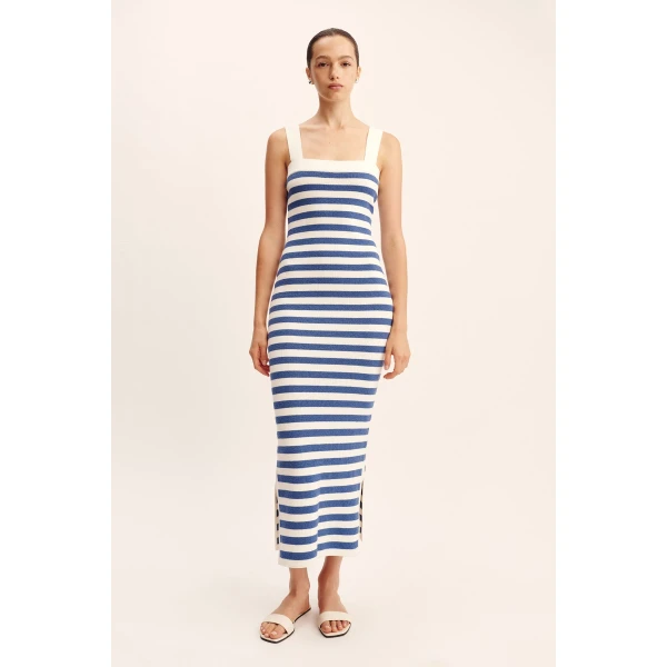 Posse Ari Dress - Blue Stripe – sustainable Dresses in Blue from Australian designer at Luxury Shoes .