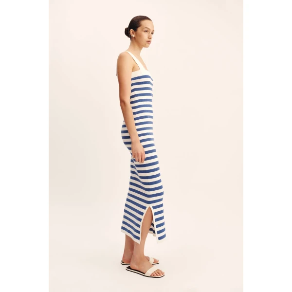 Posse Ari Dress - Blue Stripe – sustainable Dresses in Blue from Australian designer at Luxury Shoes .