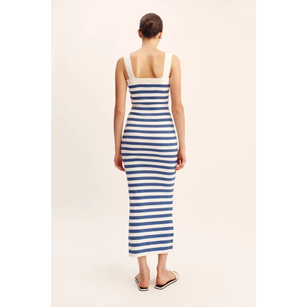 Posse Ari Dress - Blue Stripe – sustainable Dresses in Blue from Australian designer at Luxury Shoes .