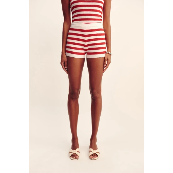Posse Ari Short - Coral Stripe – sustainable Shorts in Multicolour from Australian designer at Luxury Shoes .