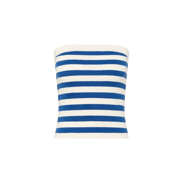 Ari Strapless Top - Blue Stripe by Posse the Label ‚Äì luxury tops in Blue available at Luxury Shoes 