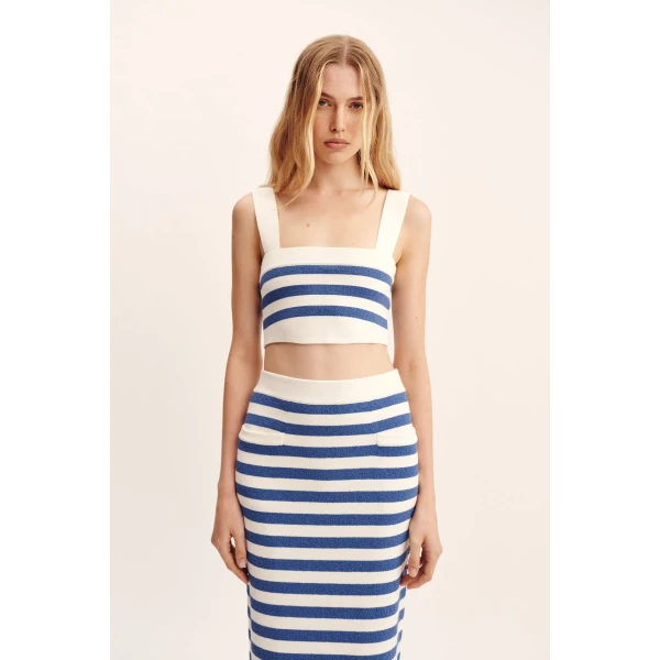 Posse Ari Top - Blue Stripe – sustainable Tops in Blue from Australian designer at Luxury Shoes .