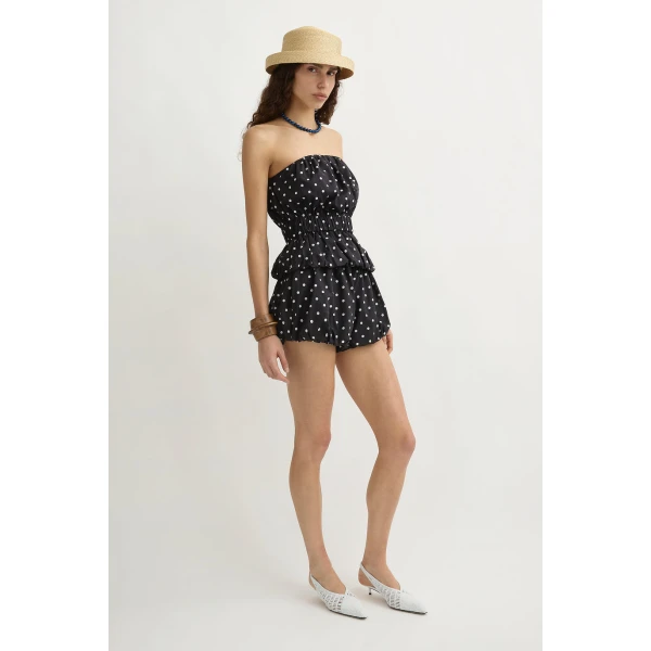 Posse Aurelia Short - Black White Polka Dot – sustainable Shorts in Black from Australian designer at Luxury Shoes .