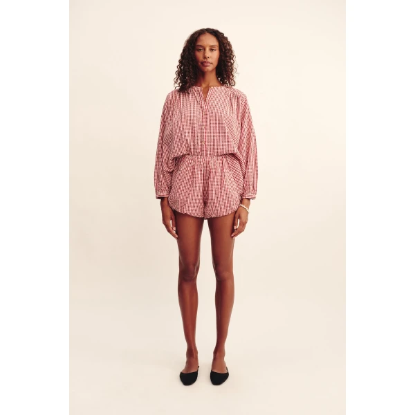 Posse Aurelia Short - Red Gingham – sustainable Shorts in Red from Australian designer at Luxury Shoes .