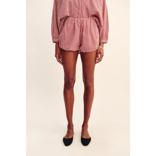 Posse Aurelia Short - Red Gingham – sustainable Shorts in Red from Australian designer at Luxury Shoes .
