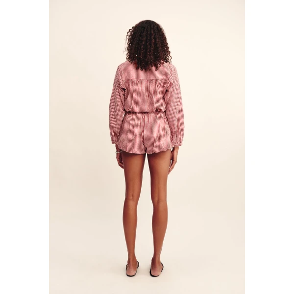 Posse Aurelia Short - Red Gingham – sustainable Shorts in Red from Australian designer at Luxury Shoes .