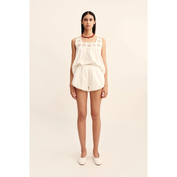 Posse Aurelia Short - Vintage White – sustainable Shorts in White from Australian designer at Luxury Shoes .