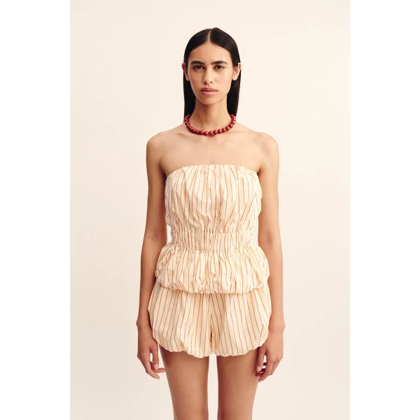 Posse Aurelia Strapless Top - Shortbread Stripe – sustainable Shorts in Multicolour from Australian designer at Luxury Shoes .