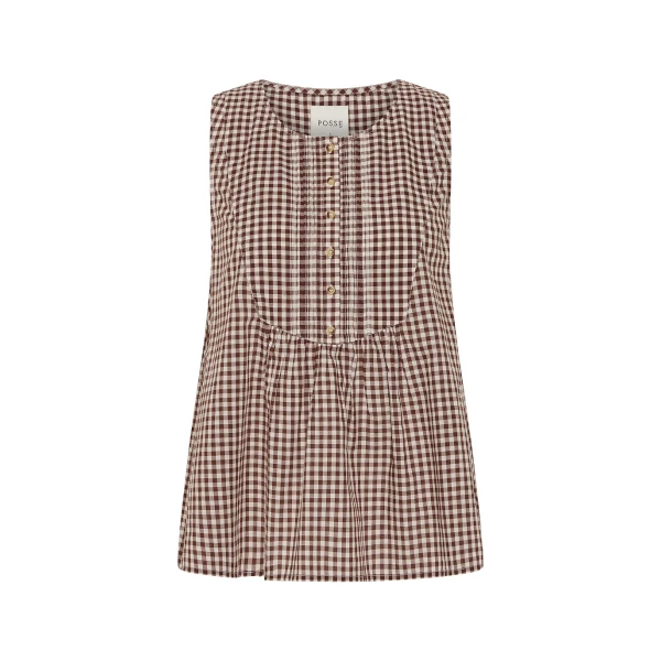 Callie Blouse - Petite Mocha Gingham by Posse the Label ‚Äì luxury tops in Brown available at Luxury Shoes 