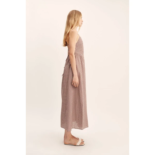 Posse Callie Dress - Petite Mocha Gingham – sustainable Dresses in Brown from Australian designer at Luxury Shoes .