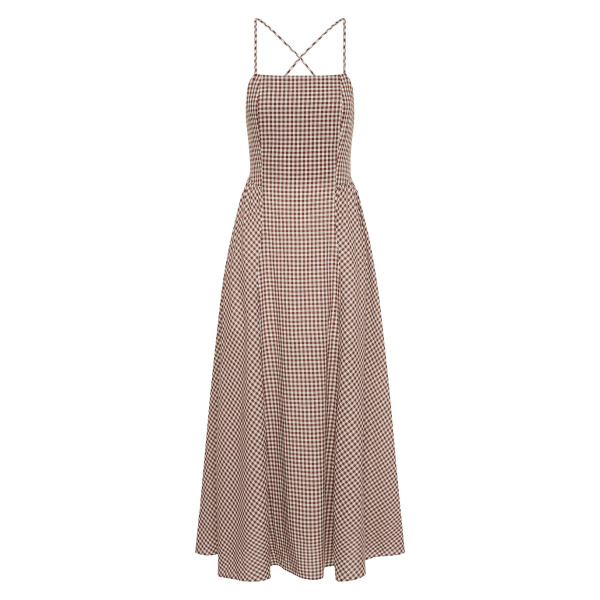 Callie Dress - Petite Mocha Gingham by Posse the Label ‚Äì luxury dresses in Brown available at Luxury Shoes 