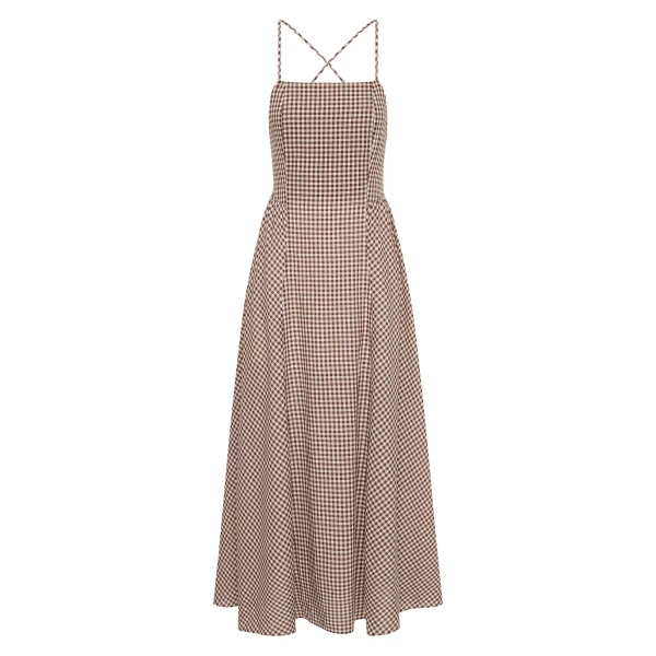 Callie Dress - Petite Mocha Gingham by Posse the Label ‚Äì luxury dresses in Brown available at Luxury Shoes 