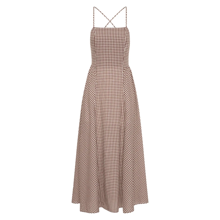 Callie Dress - Petite Mocha Gingham by Posse the Label ‚Äì luxury dresses in Brown available at Luxury Shoes 