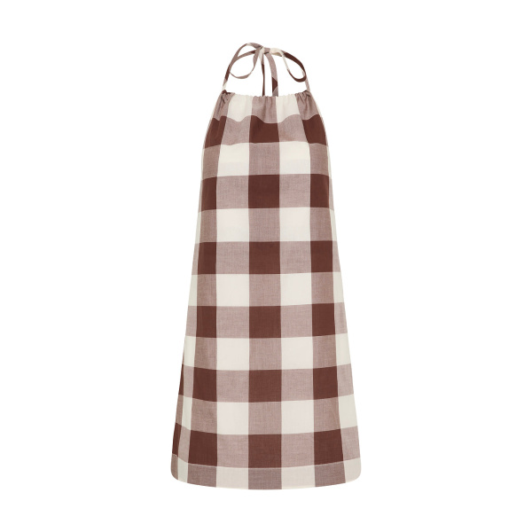 Callie Mini Dress - Mocha Gingham by Posse the Label ‚Äì luxury dresses in Brown available at Luxury Shoes 