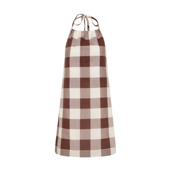 Callie Mini Dress - Mocha Gingham by Posse the Label ‚Äì luxury dresses in Brown available at Luxury Shoes 