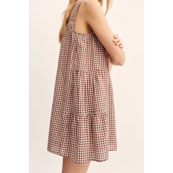Posse Callie Shift Dress - Petite Mocha Gingham – sustainable Dresses in Brown from Australian designer at Luxury Shoes .