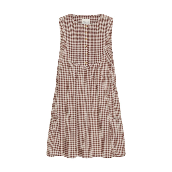 Callie Shift Dress - Petite Mocha Gingham by Posse the Label ‚Äì luxury dresses in Brown available at Luxury Shoes 