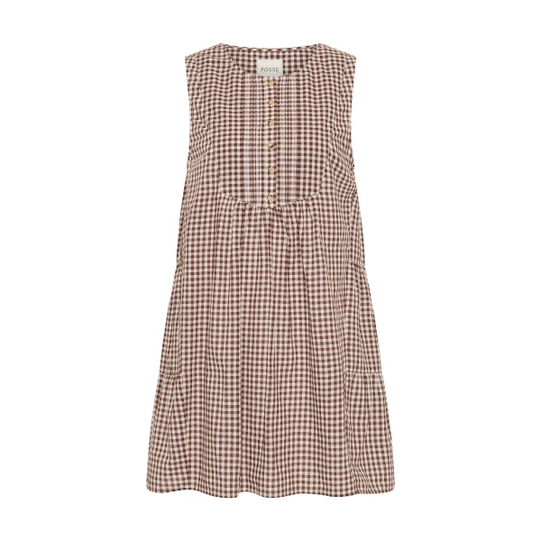 Callie Shift Dress - Petite Mocha Gingham by Posse the Label ‚Äì luxury dresses in Brown available at Luxury Shoes 