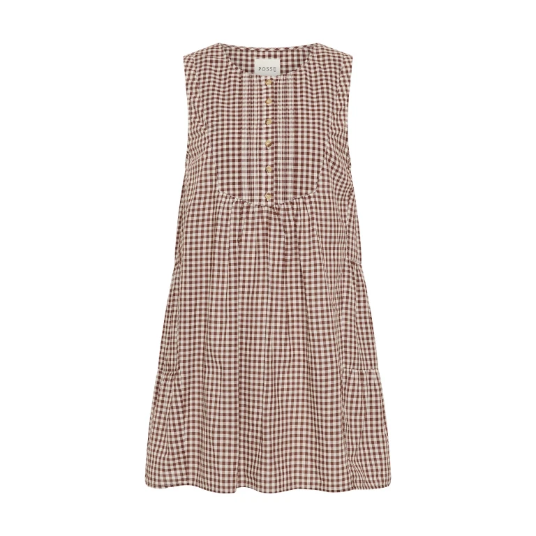 Callie Shift Dress - Petite Mocha Gingham by Posse the Label ‚Äì luxury dresses in Brown available at Luxury Shoes 