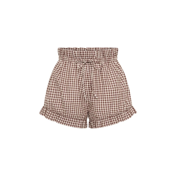 Callie Short - Petite Mocha Gingham by Posse the Label ‚Äì luxury shorts in Brown available at Luxury Shoes 