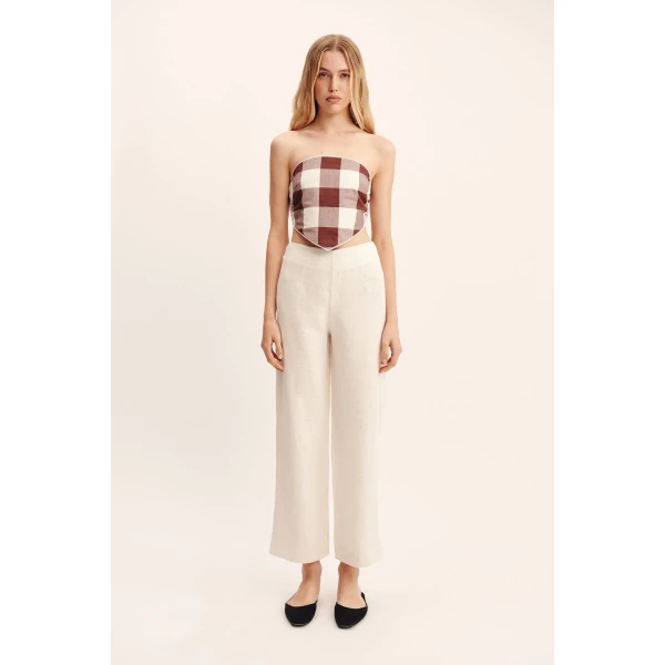 Posse Callie Tie Top - Mocha Gingham – sustainable Tops in Brown from Australian designer at Luxury Shoes .